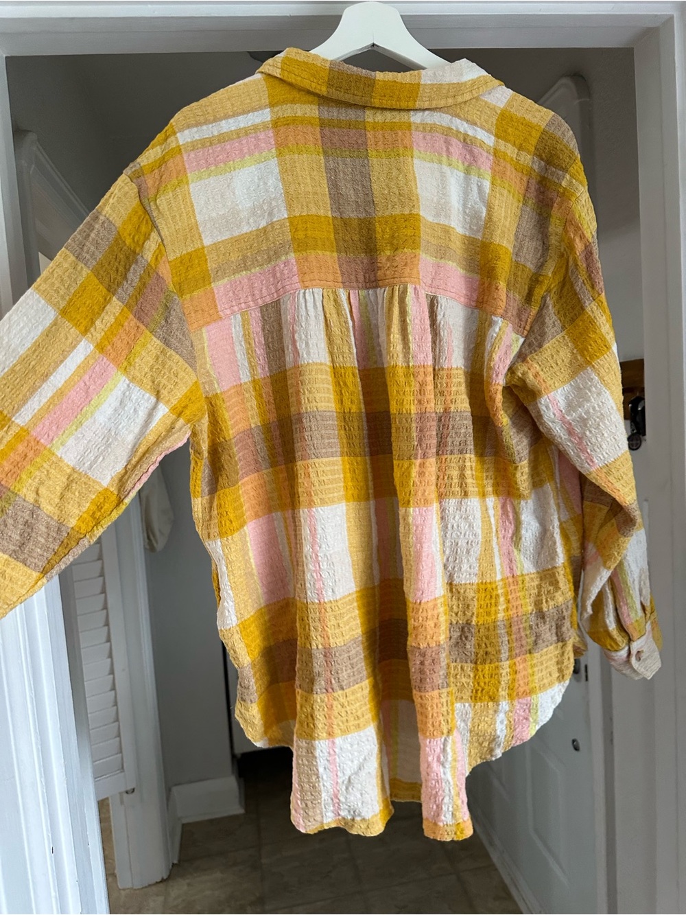 Pilcro Yellow Plaid Button-Down Shirt Size XLP - Picture 4 of 8